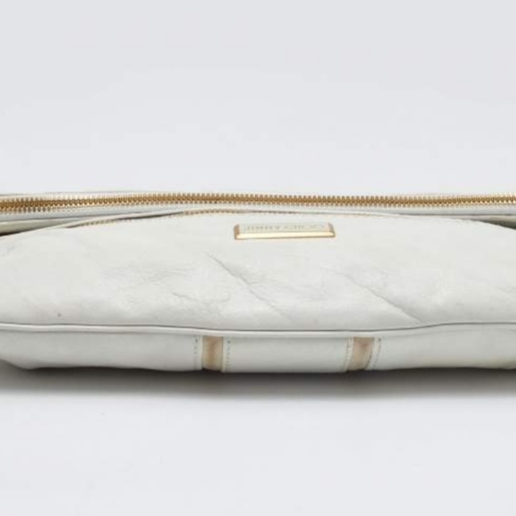 💯Authentic Jimmy Choo Vintage White Leather Large Mave Foldover Clutch - Picture 5 of 6